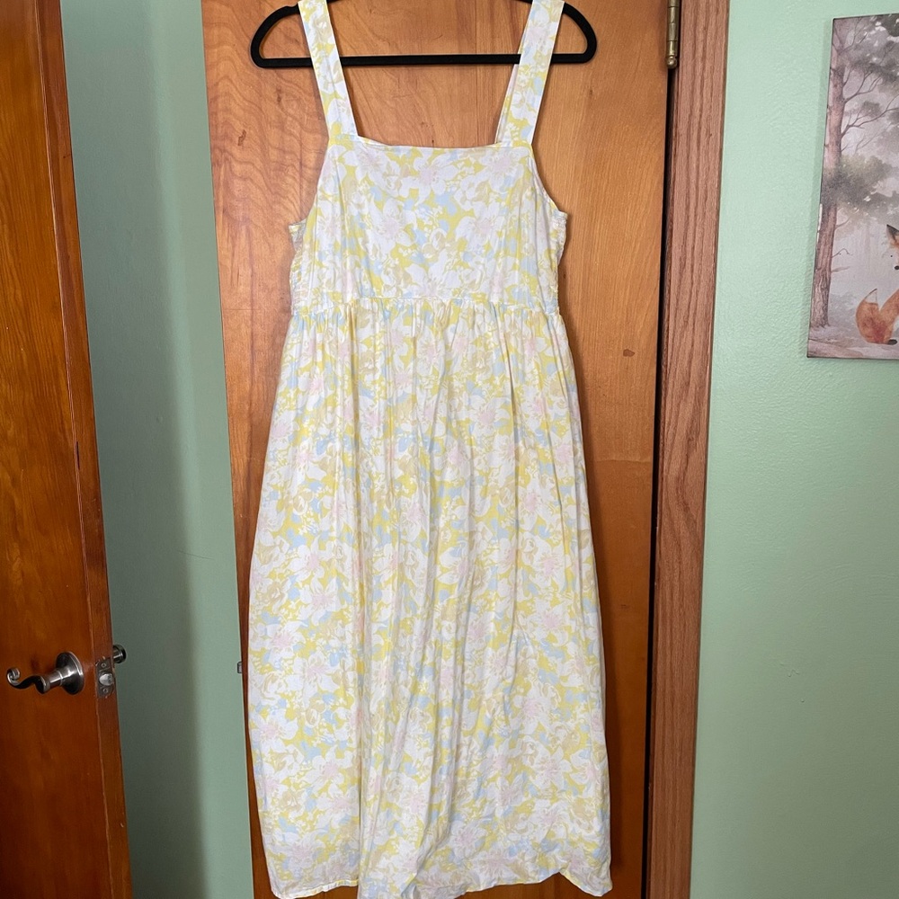 The Nines by HATCH Yellow and White Floral Midi Dress